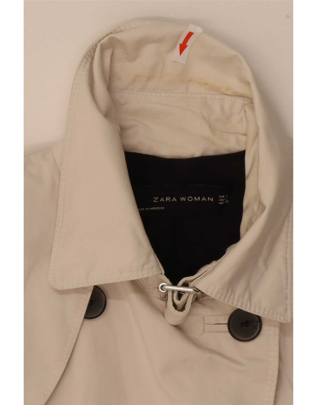 Zara Damen Trenchcoat UK 12 Mittelweiße Baumwolle