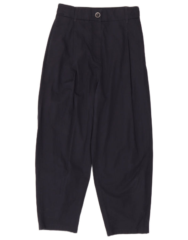 Cos Damen-Hose mit hoher Taille, lockere Passform, verkürzte Hose, EU 34, XS, B24, L24, Marineblau