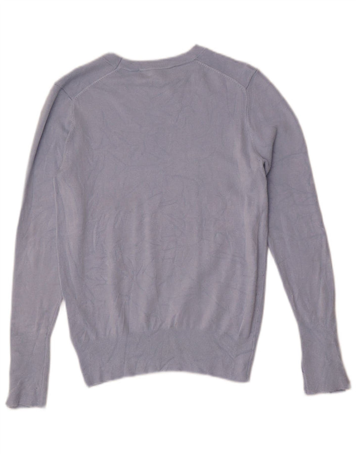Zara Damen-Pullover mit U-Boot-Ausschnitt, UK 12, mittelblaue Viskose