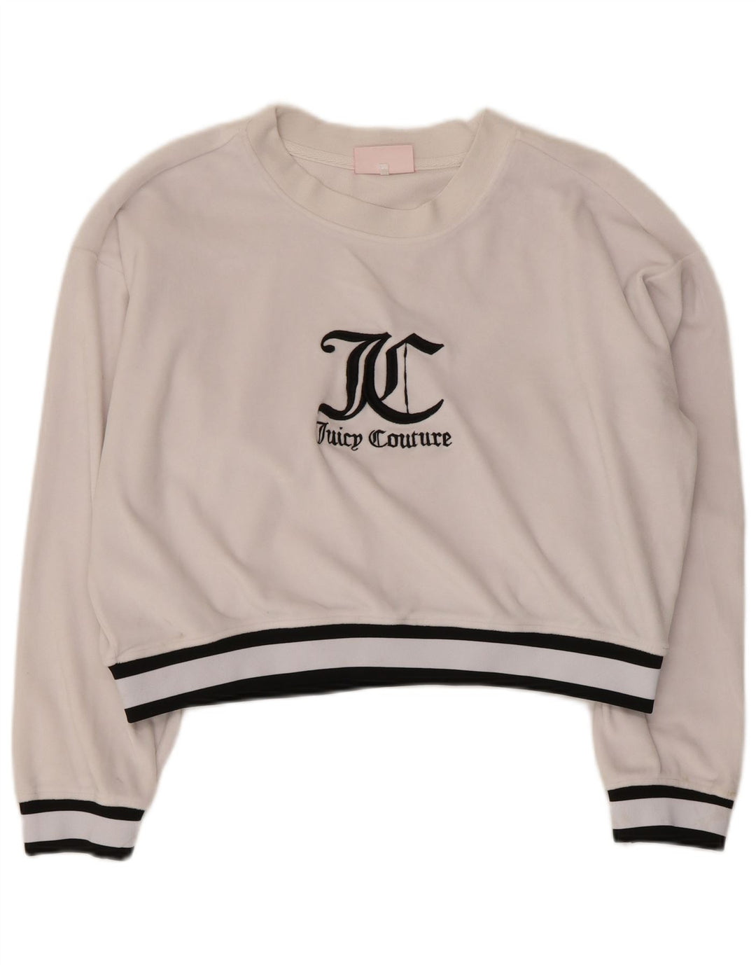 JUICY COUTURE Damen Crop Graphic Sweatshirt Pullover UK 16 Large Weiß