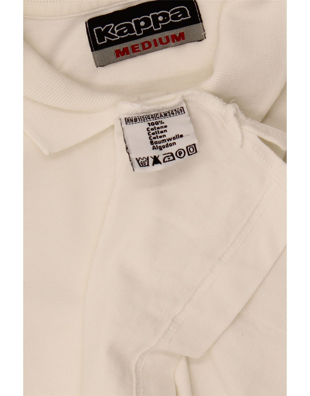 Kappa Herren-Langarm-Poloshirt aus mittelweißer Baumwolle
