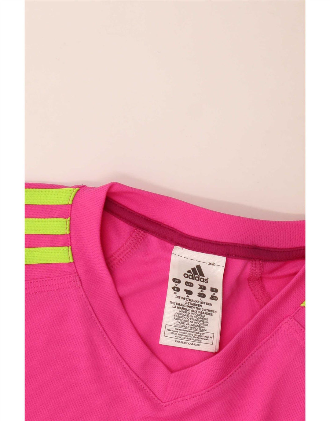 Adidas Damen T-Shirt Top UK 12 Mittelrosa Polyester