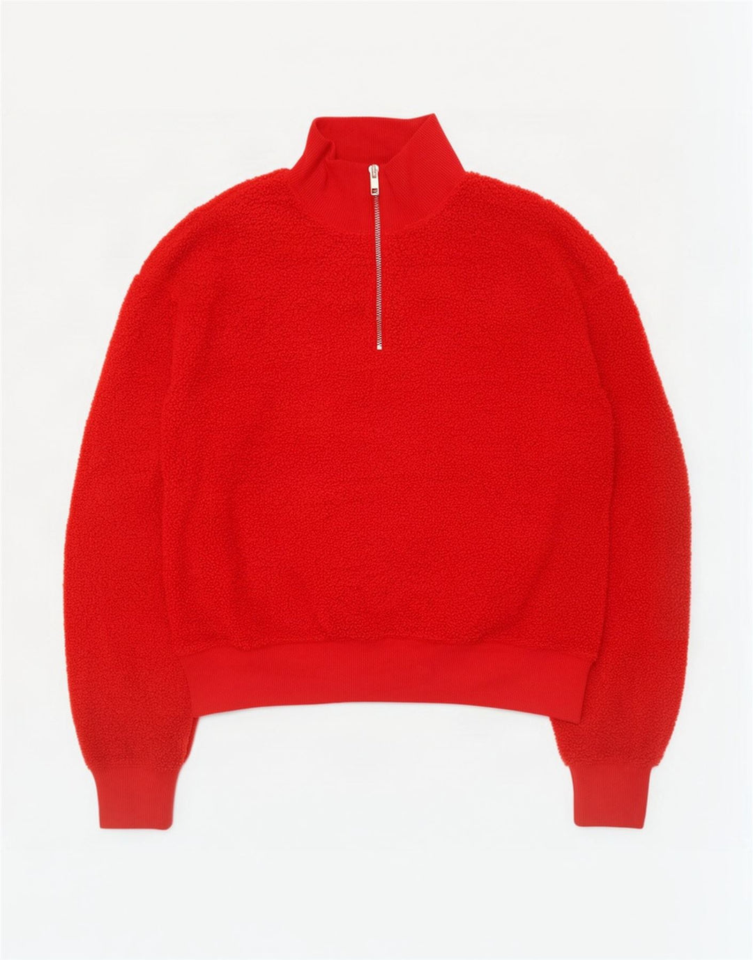 Topshop Damen-Fleecepullover in Übergröße mit Reißverschluss am Hals, UK 10, Größe S, Rot, Polyester