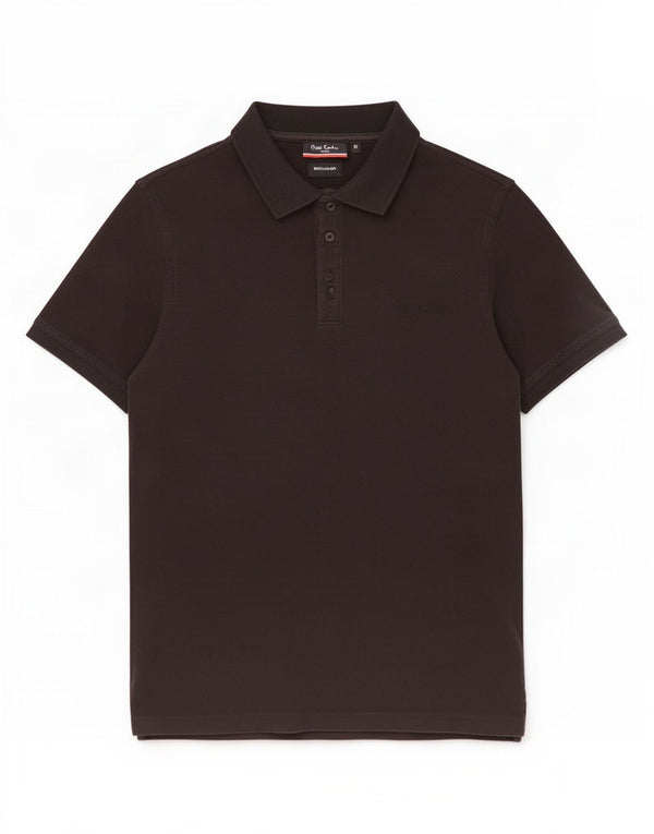 Pierre Cardin Herren-Poloshirt mit normaler Passform, mittelschwarze Baumwolle