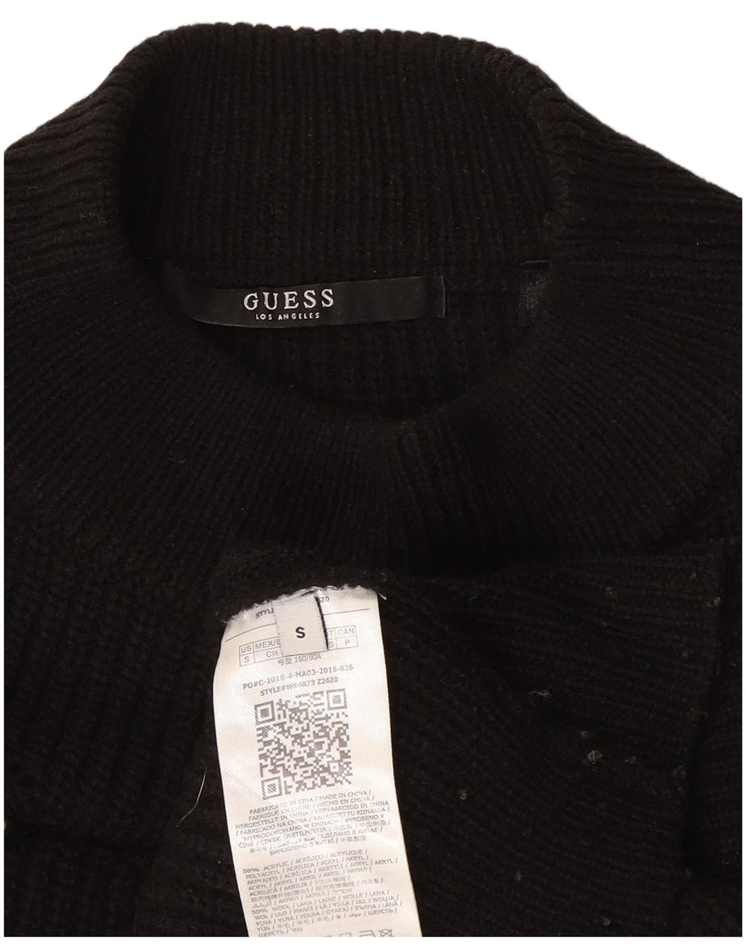 Guess Damen-Pullover mit Rollkragen, übergroß, Gr. 10, Größe S, Schwarz, Acryl