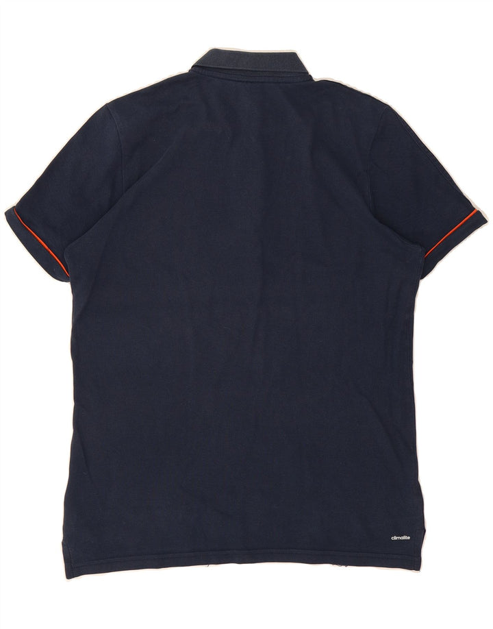 ADIDAS Mens Climalite Polo Shirt Medium Navy Blue Cotton Vintage Adidas and Second-Hand Adidas from Messina Hembry 