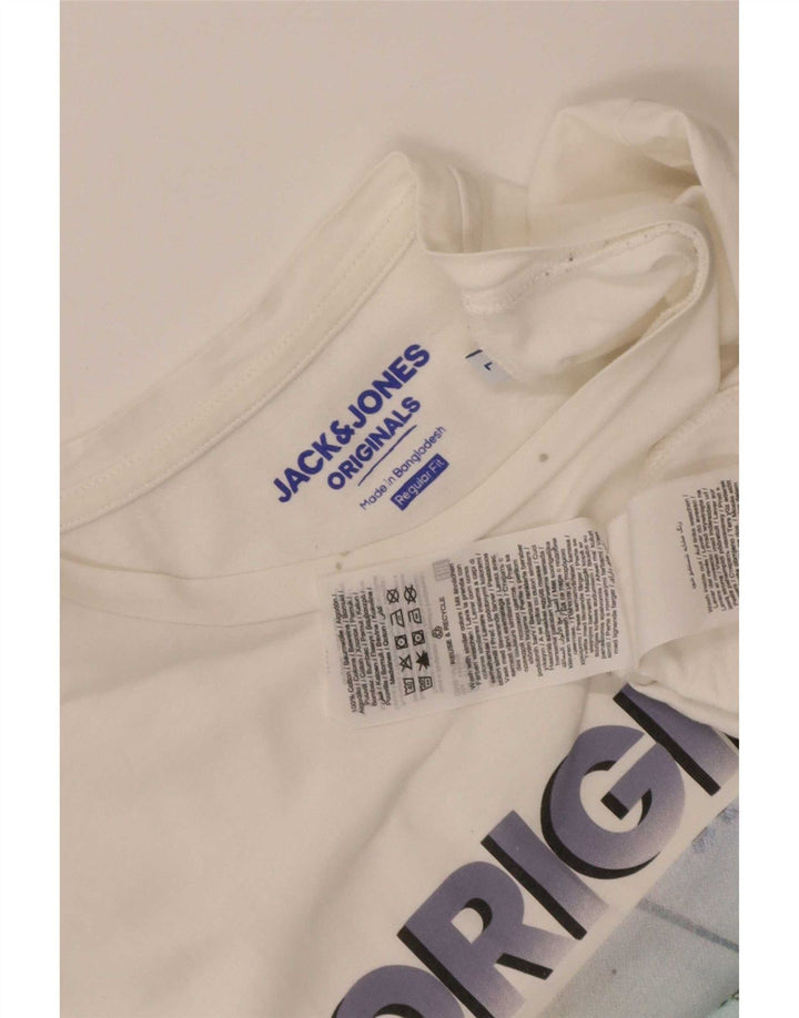 Jack & Jones Herren-T-Shirt mit normaler Passform, Grafik, Größe L, aus weißer Baumwolle