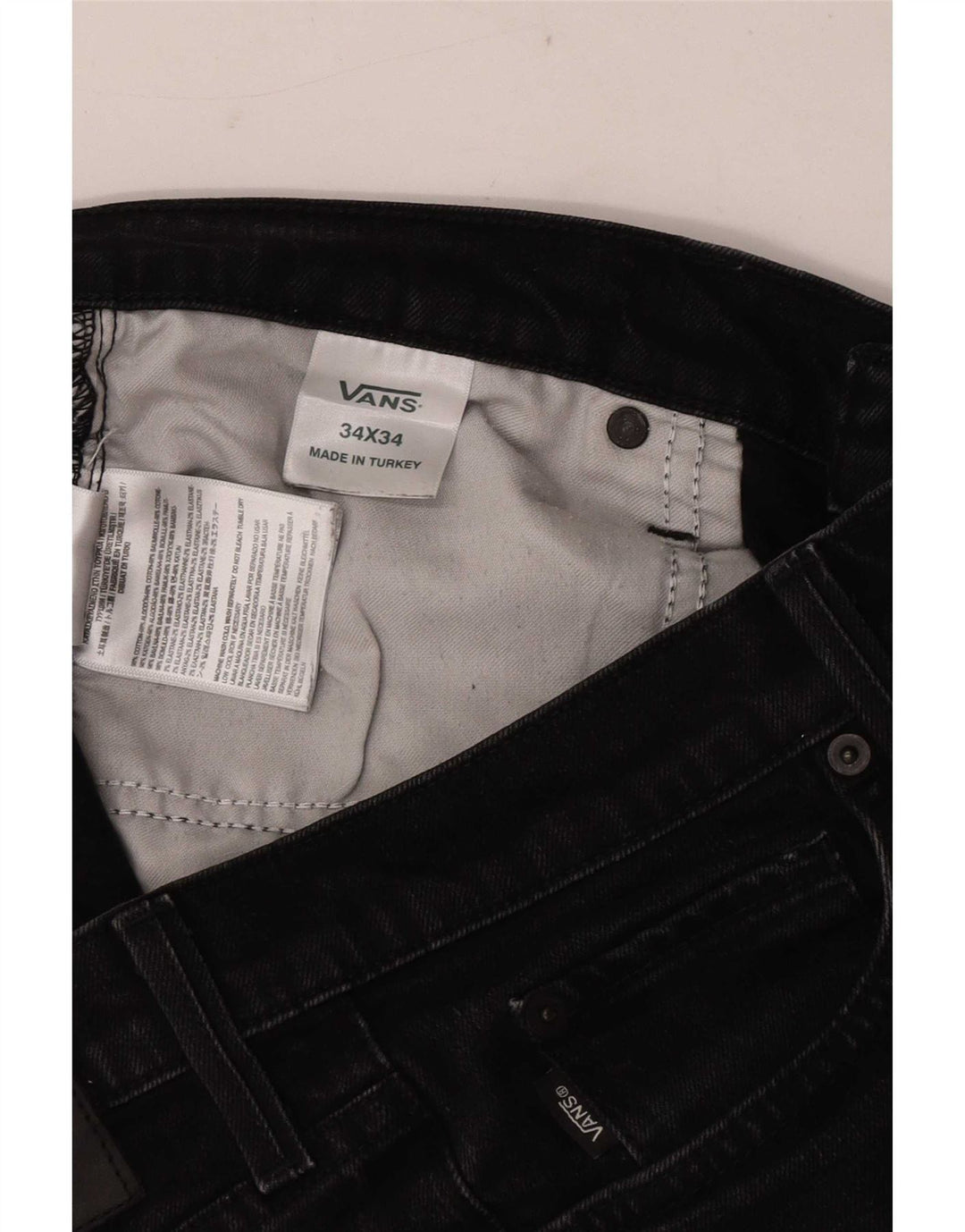 Vans Herren Slim Jeans W34 L29 Schwarz Baumwolle