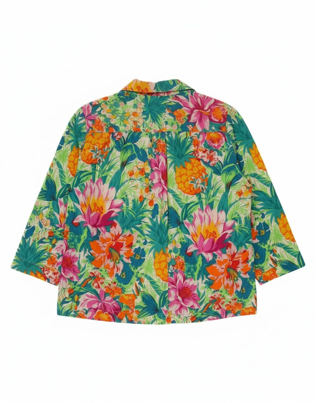 Vintage Damen 2-Knopf-Blazerjacke UK 16 Großes mehrfarbiges Blumenmuster