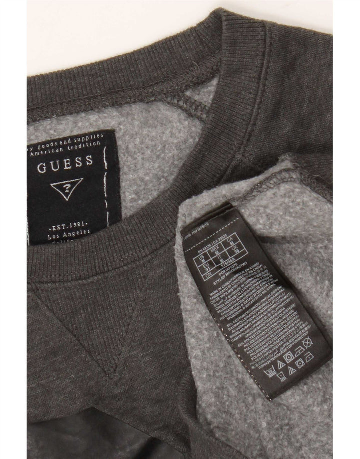Guess Herren-Sweatshirt mit grafischem Muster, Gr. 36, Größe S, grau gefleckte Baumwolle