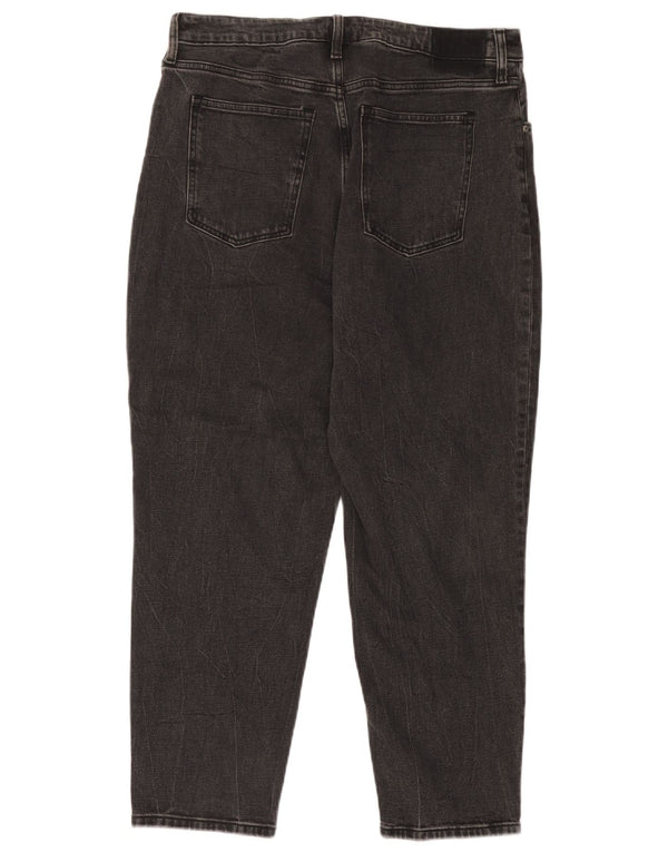 Abercrombie & Fitch Damen Mom Tapered Jeans US 14 XL W32 L27 Schwarz