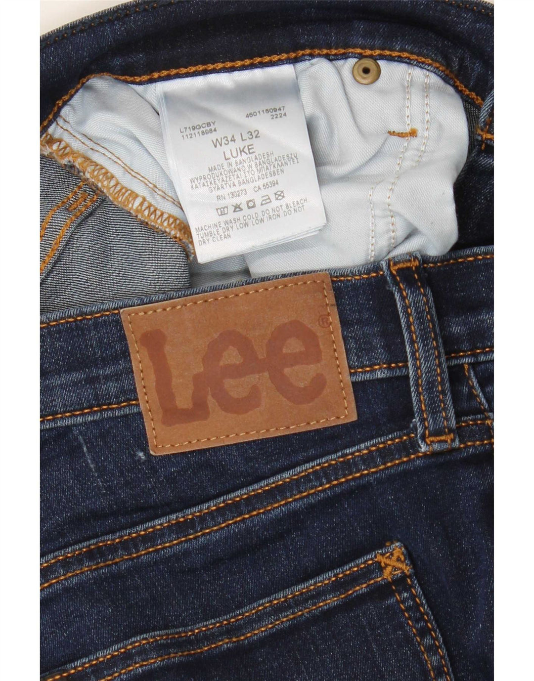 Lee Herren Luke Slim Jeans W34 L32 Marineblau Baumwolle