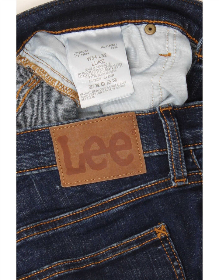 Lee Herren Luke Slim Jeans W34 L32 Marineblau Baumwolle