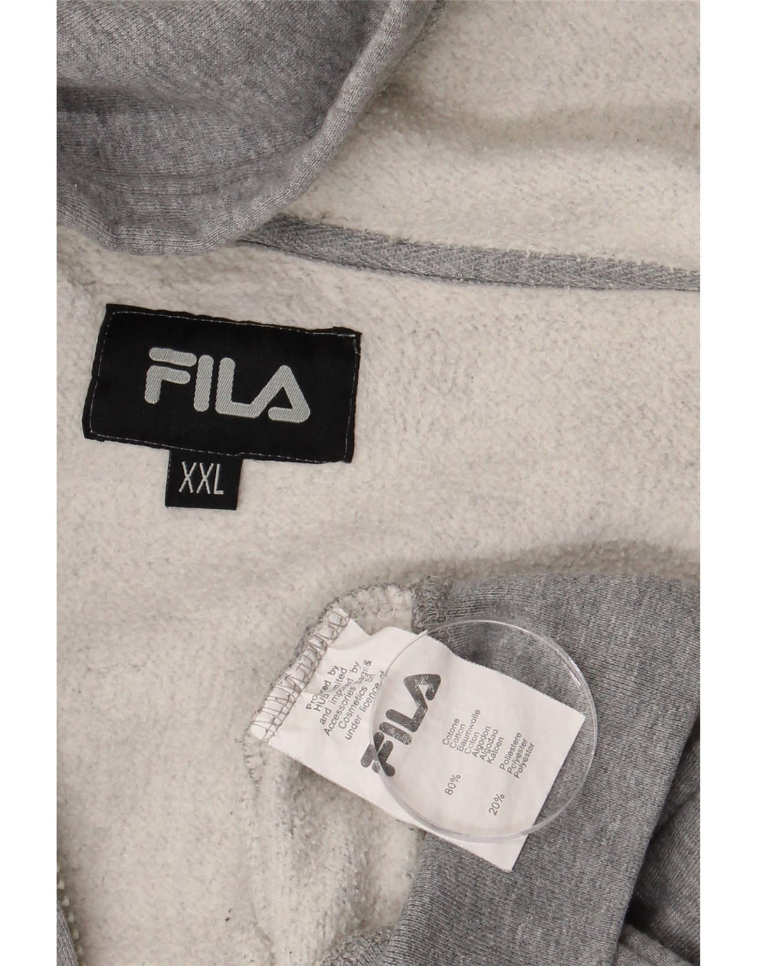 FILA Womens Graphic Oversized Zip Hoodie Pullover UK 20 2XL Graue Baumwolle