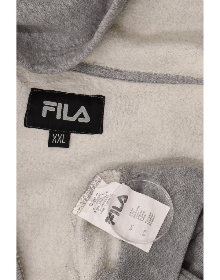 FILA Womens Graphic Oversized Zip Hoodie Pullover UK 20 2XL Graue Baumwolle