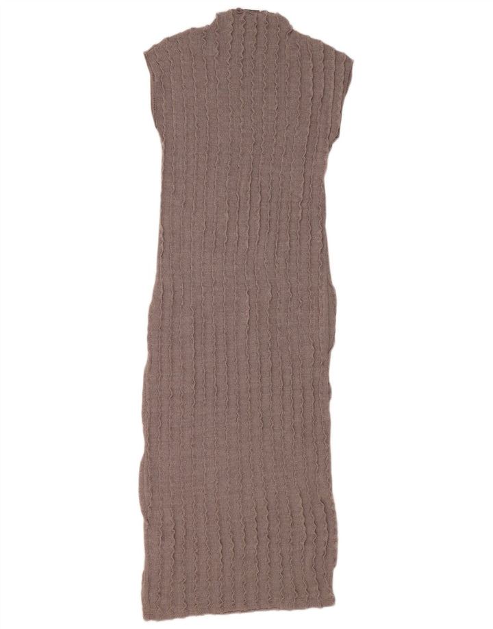 Zara Damen Maxi-Ärmelloses Pulloverkleid UK 12 Mittelgrau