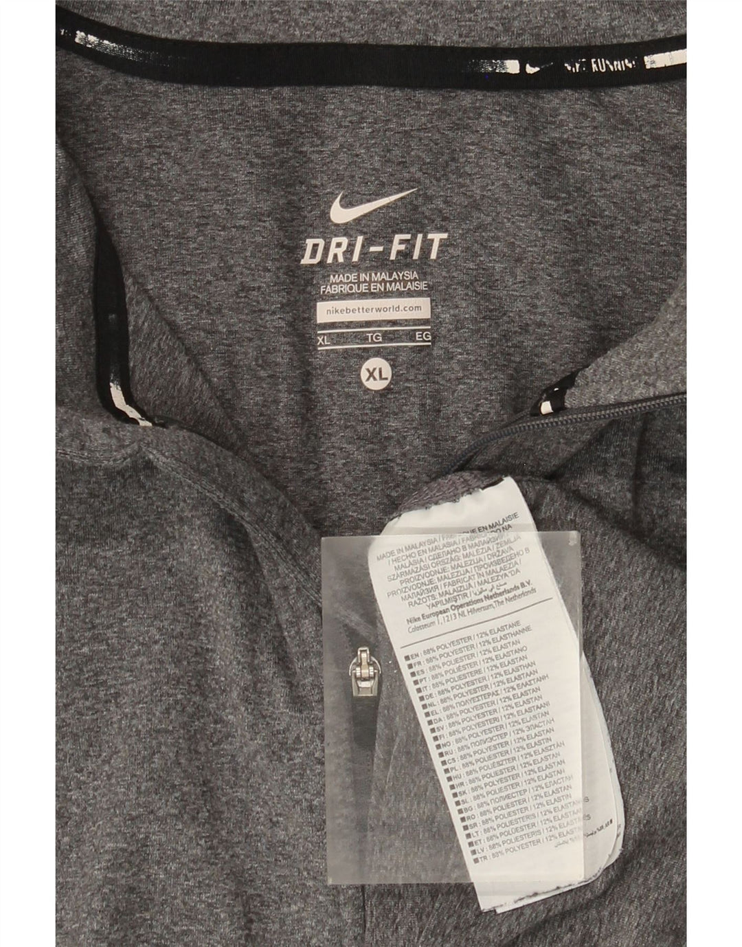 Nike Herren Dri Fit Zip Neck Top Langarm XL Grau geflecktes Polyester