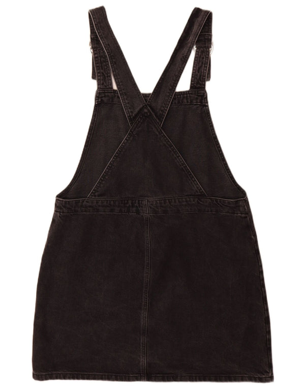 Topshop Damen Latzhose Jeansrock UK 14 Large W34 Schwarze Baumwolle