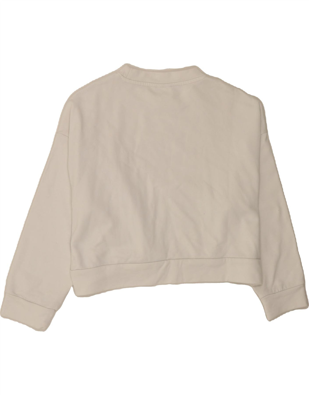 ELLESSE Womens Oversized Crop Graphic Sweatshirt Jumper UK 6 XS White Vintage Ellesse and Second-Hand Ellesse from Messina Hembry 