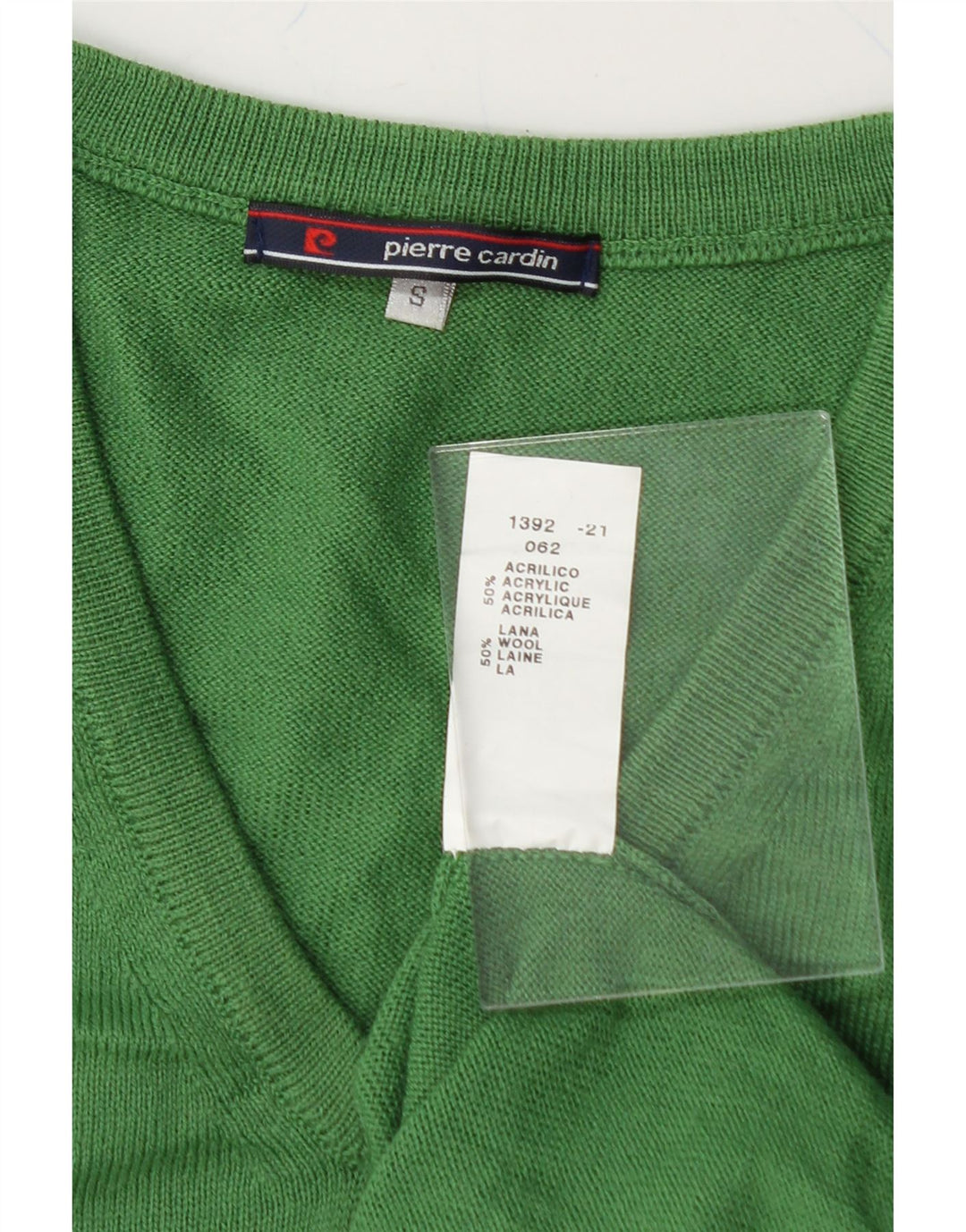 PIERRE CARDIN Mens V-Neck Jumper Sweater Small Green Acrylic Vintage Pierre Cardin and Second-Hand Pierre Cardin from Messina Hembry 