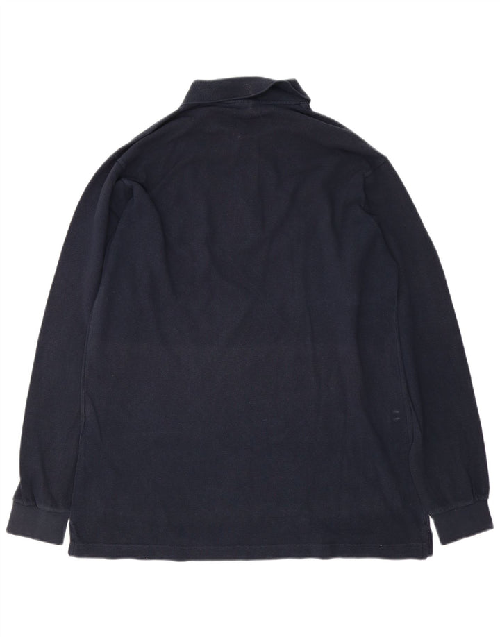 Sergio Tacchini Herren-Langarm-Poloshirt aus mittelblauer Baumwolle