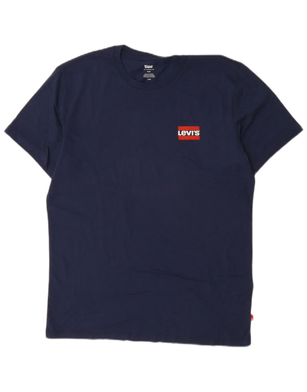 Levi's Herren Slim T-Shirt Top Large Marineblau Baumwolle