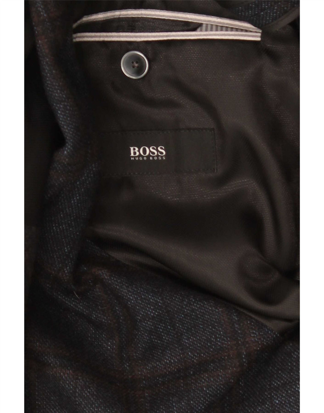 Hugo Boss Herren 2-Knopf-Blazerjacke EU 56 3XL Marineblau karierte Wolle