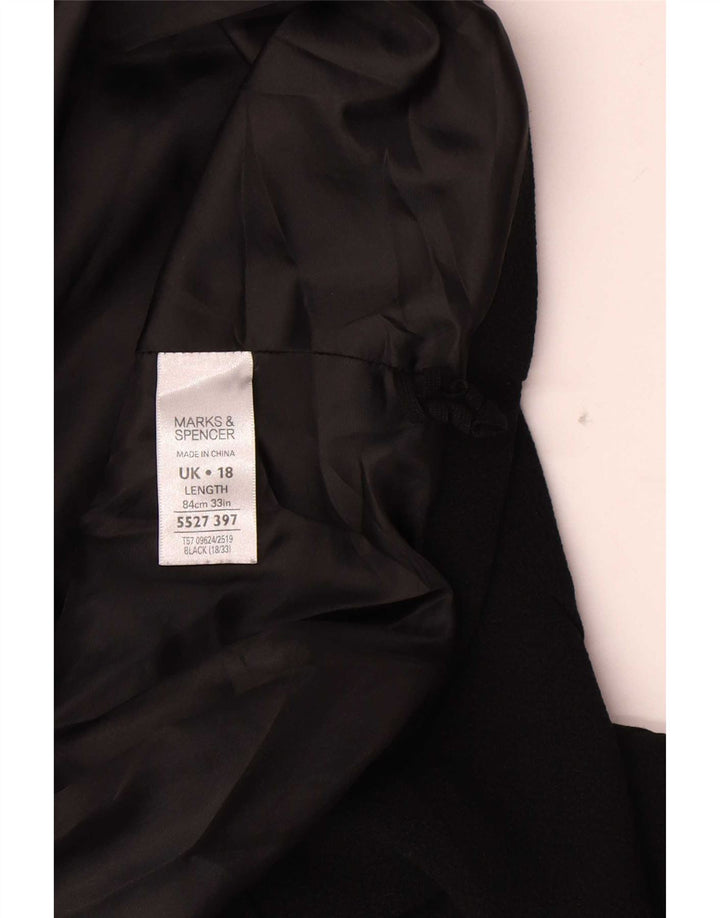 Marks & Spencer Damen A-Linienrock UK 18 XL W36 Schwarz Polyester