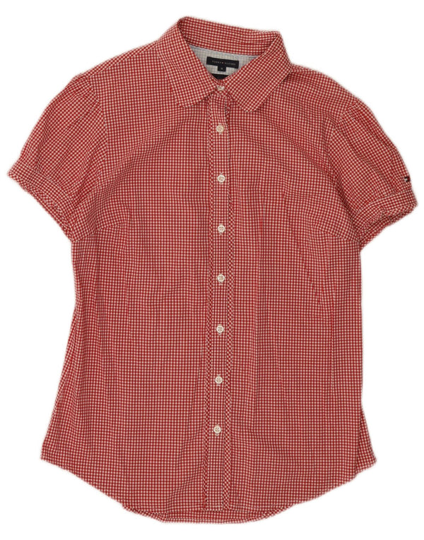 Tommy Hilfiger Damen Kurzarmhemd US 8 Medium Red Gingham