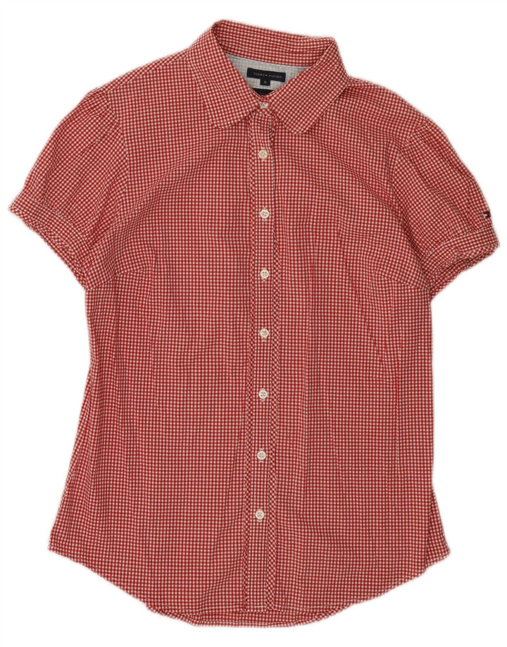 Tommy Hilfiger Damen Kurzarmhemd US 8 Medium Red Gingham