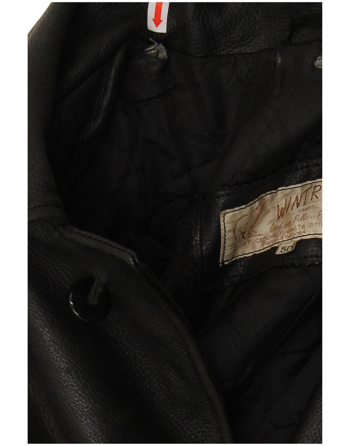 Vintage Herren Lederjacke IT 50 Großes schwarzes Leder