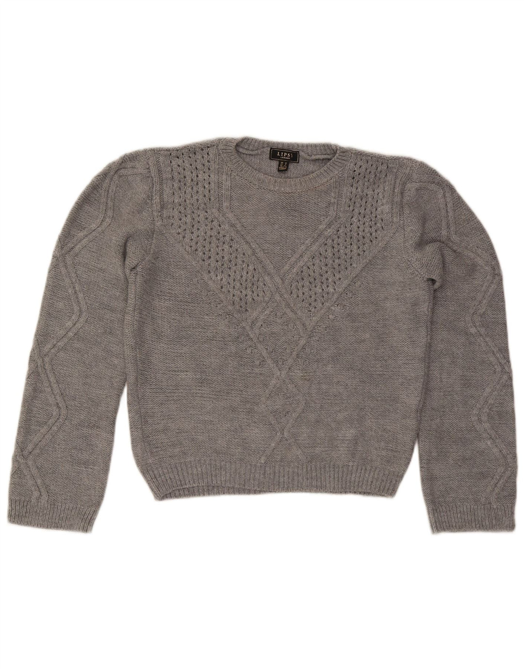 Lipsy Damen-Pullover mit Rundhalsausschnitt, UK 12, Mittelgrau, Acryl
