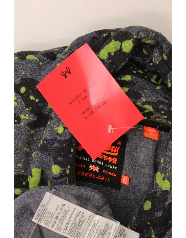 Superdry Herren Grafik-Hoodie-Pullover XS Grau Camouflage Baumwolle Sport