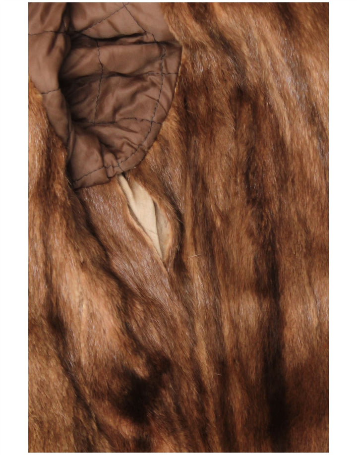 Vintage Damen Fell Ledermantel UK 16 Large Beige