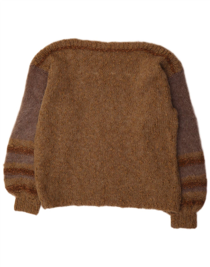 VINTAGE Damen Pullover mit U-Boot-Ausschnitt UK 18 XL Braun gestreift