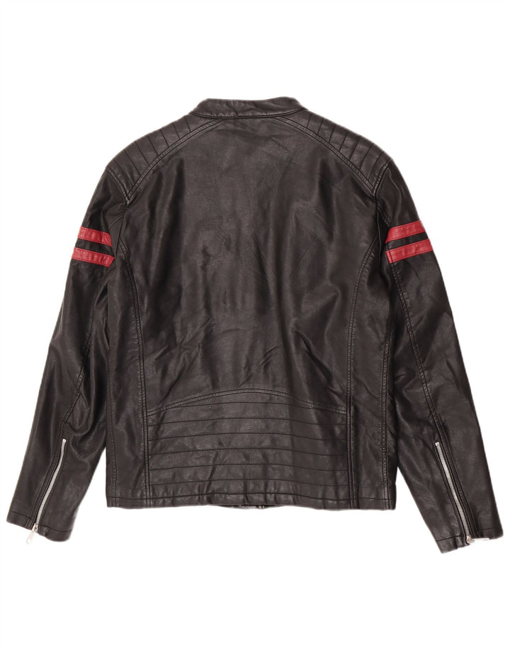Zara Herren Bikerjacke UK 38 Medium Schwarz gestreift