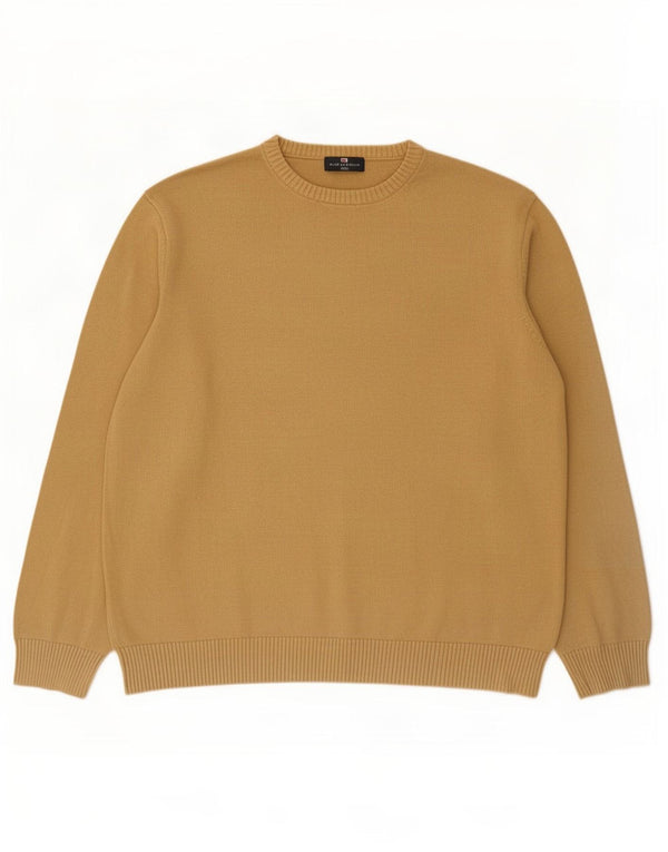 Marks & Spencer Herren Blue Harbor U-Boot-Ausschnitt Pullover XL Beige Baumwolle