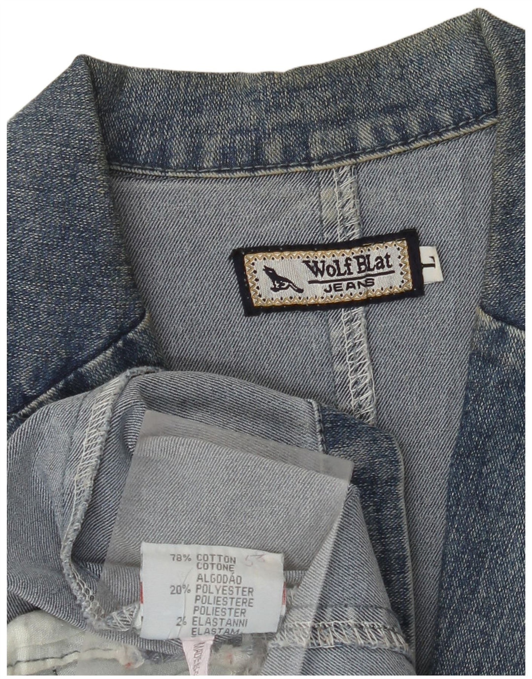 VINTAGE Damen Jeansjacke UK 14 Large Blue Cotton Classic