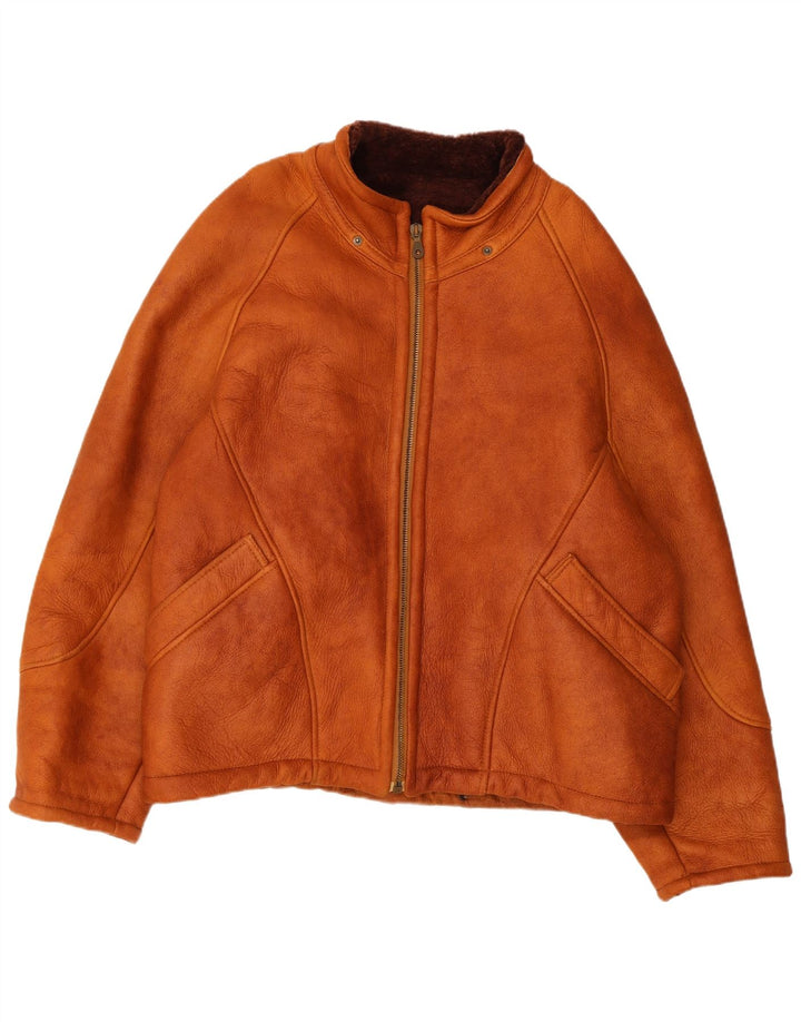 Vintage Damen Shearling Jacke UK 12 Mittelbraun