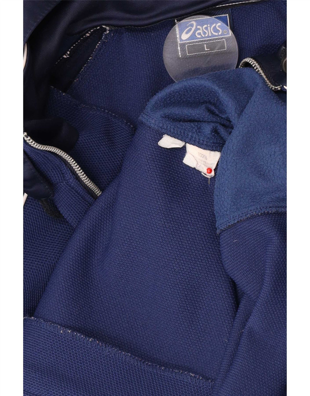 Asics Herren-Trainingsanzug mit grafischer Kapuze und Oberteil, Größe L, Blau, Farbblock