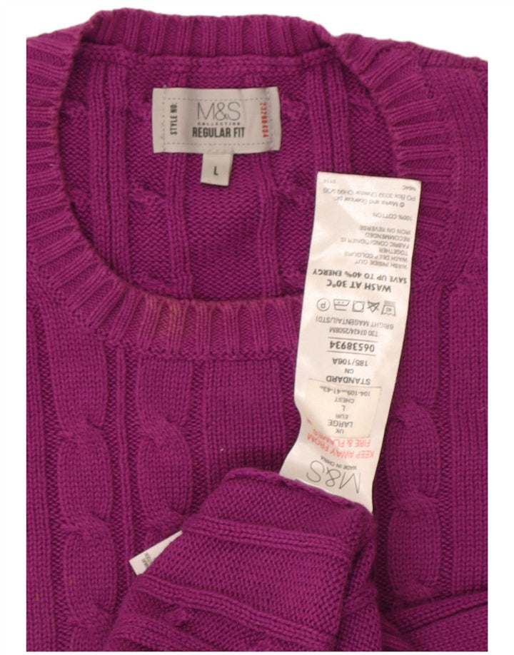 Marks & Spencer Herren-Pullover mit Rundhalsausschnitt, Größe L, Lila, Baumwolle