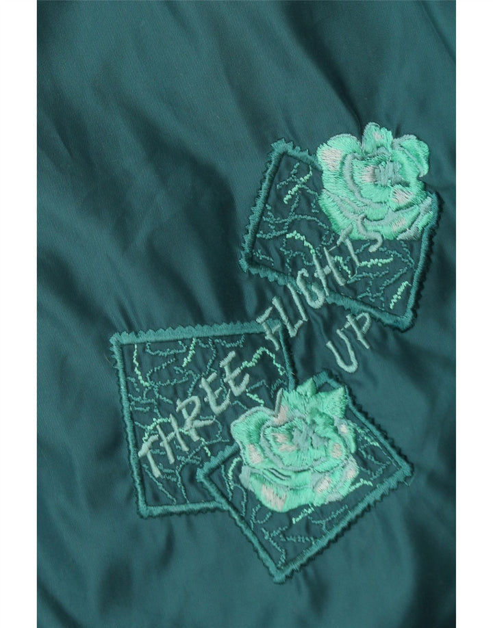 VINTAGE Damen Übergroße grafische Wendejacke UK 16 Large Türkis