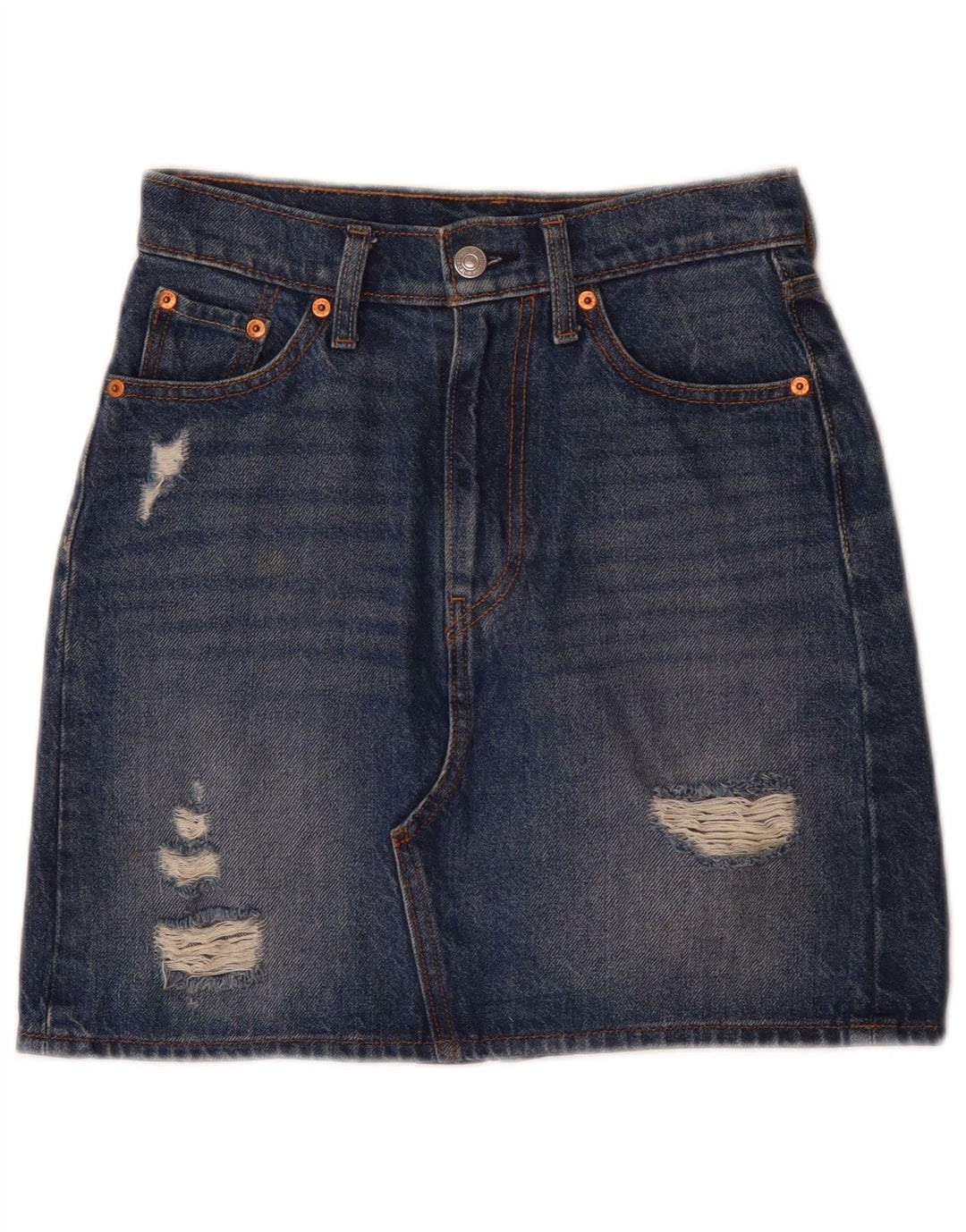 Levi's Damen-Jeansrock im Used-Look, W24, XS, blaue Baumwolle