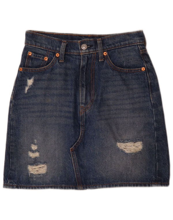 Levi's Damen-Jeansrock im Used-Look, W24, XS, blaue Baumwolle