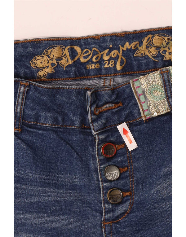 Desigual Damen Jeansshorts Medium W28 Blaue Baumwolle