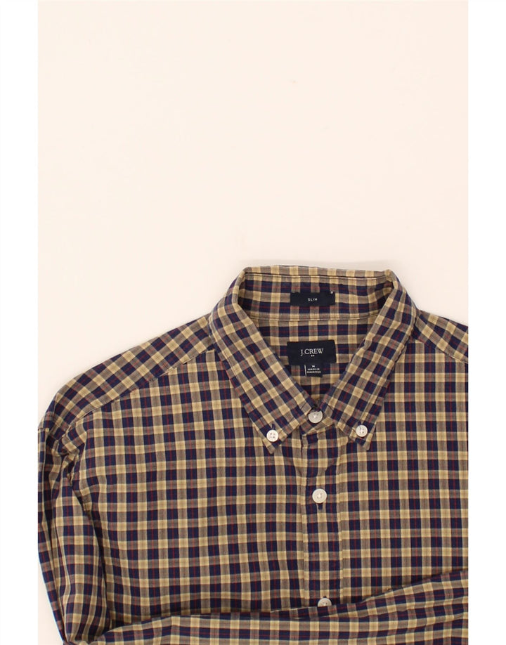 J. CREW Mens Slim Shirt Medium Navy Blue Check Cotton Vintage J. Crew and Second-Hand J. Crew from Messina Hembry 