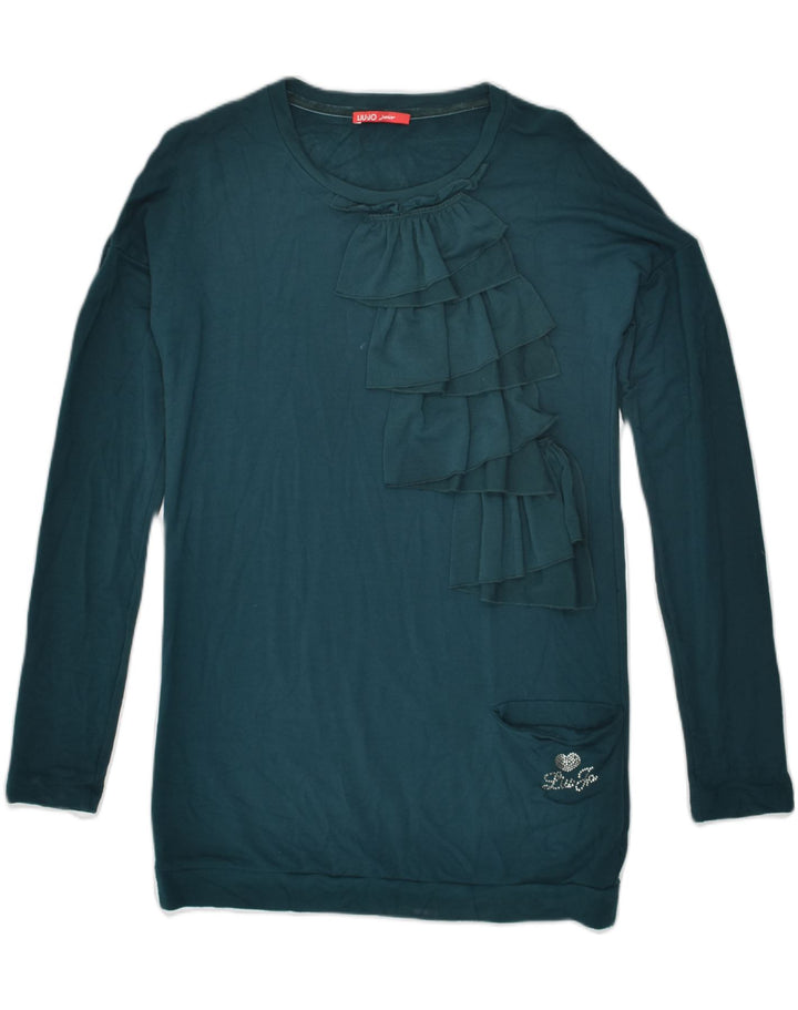 LIU JO Girls Top Long Sleeve 15-16 Years Green Viscose | Vintage Liu Jo | Thrift | Second-Hand Liu Jo | Used Clothing | Messina Hembry 