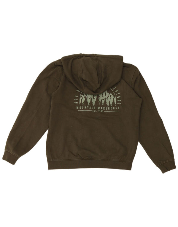 Mountain Warehouse Herren-Kapuzenpullover mit grafischem Reißverschluss, Größe S, Khaki, Baumwolle