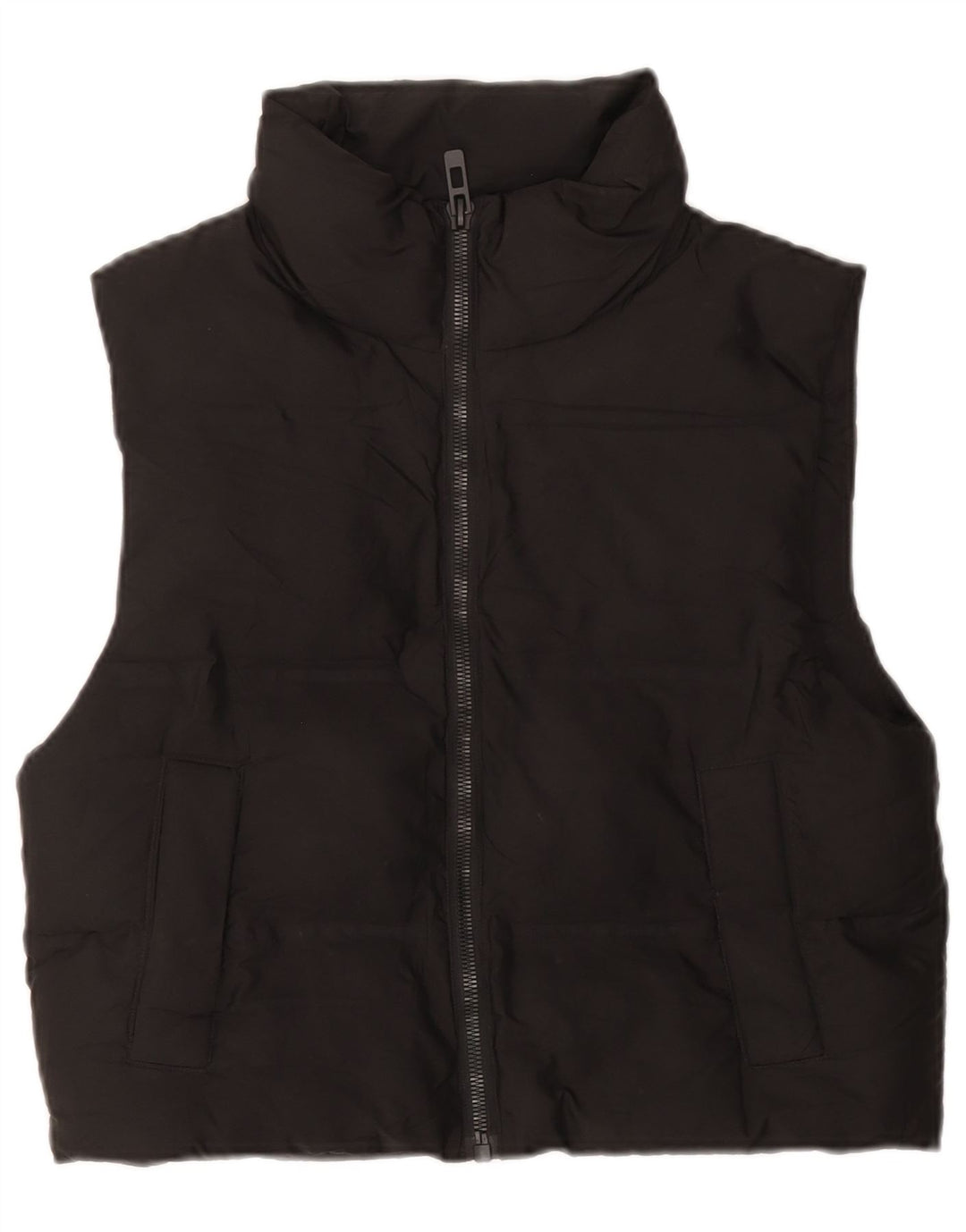 Zara Damen Übergroße wattierte Weste UK 6 XS Schwarz Polyester