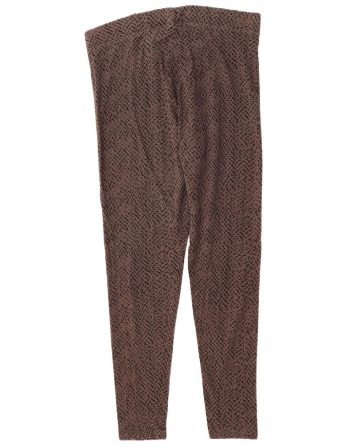 MARKS & SPENCER Womens Abstract Pattern Leggings UK 14 Large Brown Cotton